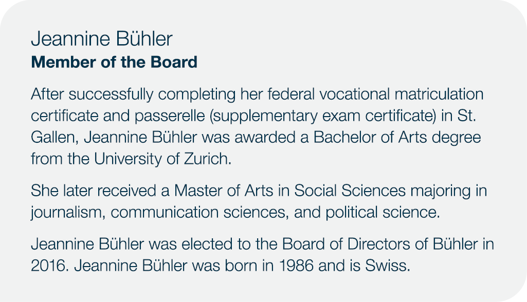 Jeannine B hler Member of the Board After successfully completing her federal vocational matriculation certificate an...